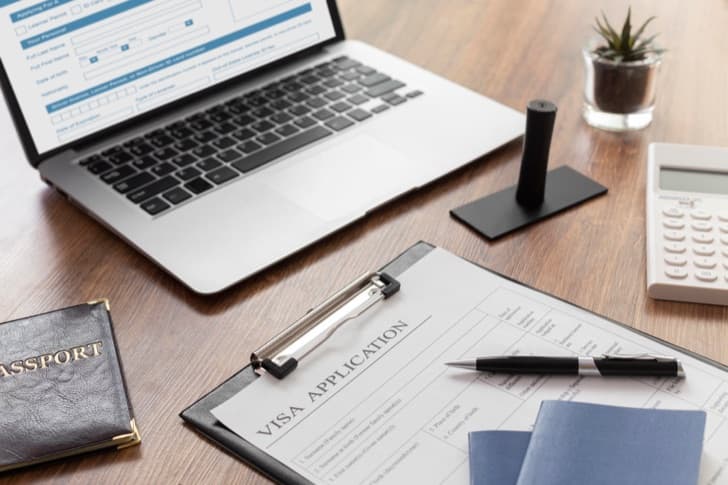 Application documents on a desk